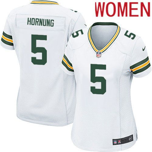 Women Green Bay Packers #5 Paul Hornung White Nike Game NFL Jersey->women nfl jersey->Women Jersey